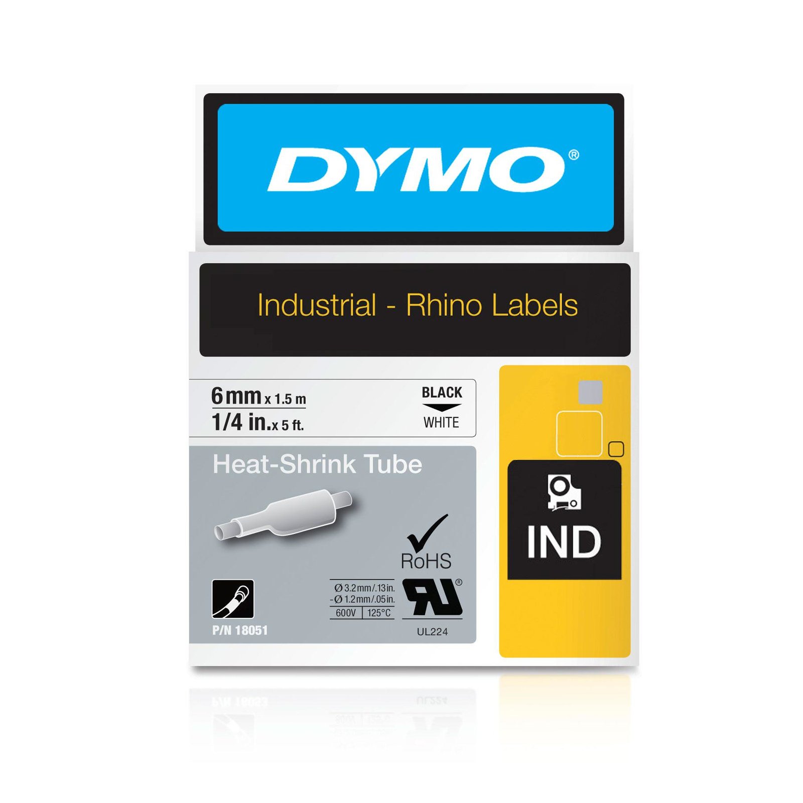 DYMO IND Heat-Shrink Tube Labels - 6mm x 1,5m 18051