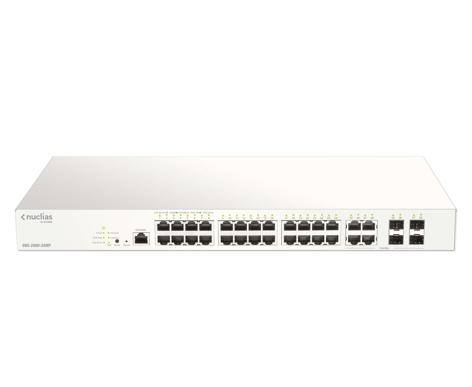 D-Link 28-Port Gigabit PoE+ Nuclias Smart Managed Switch including 4x 1G Combo Ports, 370W DBS-2000-28MP