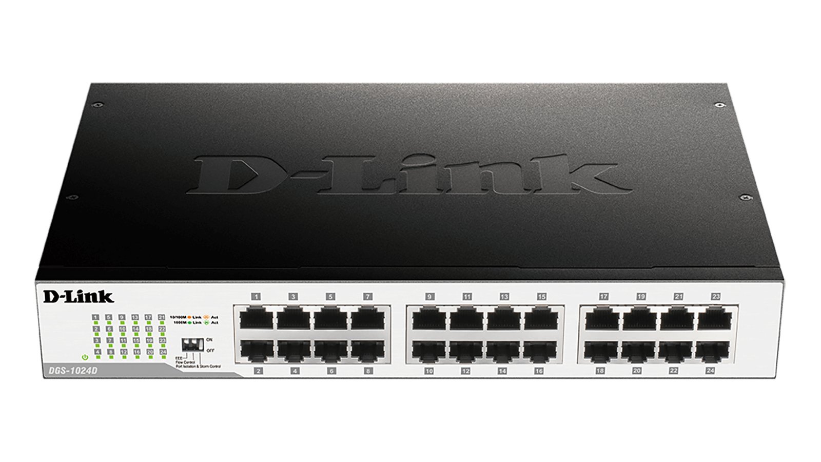 D-Link DGS-1024D network switch Unmanaged Gigabit Ethernet (10/100/1000) 1U Black, Silver DGS1024D
