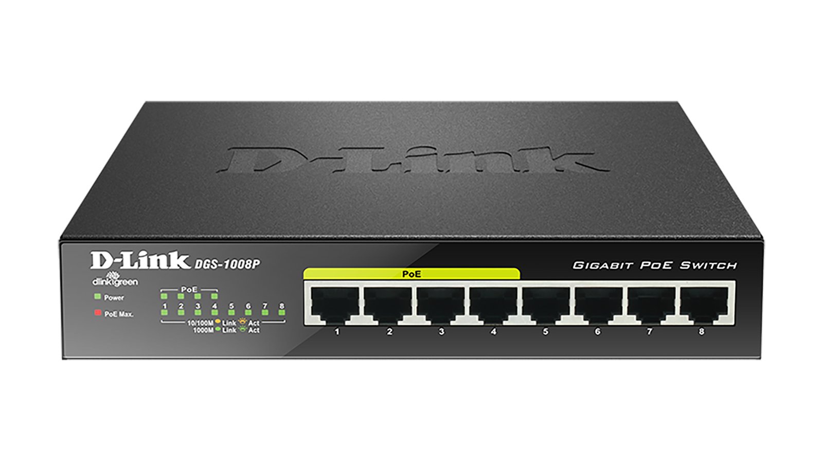 D-Link DGS-1008P network switch Unmanaged Gigabit Ethernet (10/100/1000) Power over (PoE) Black