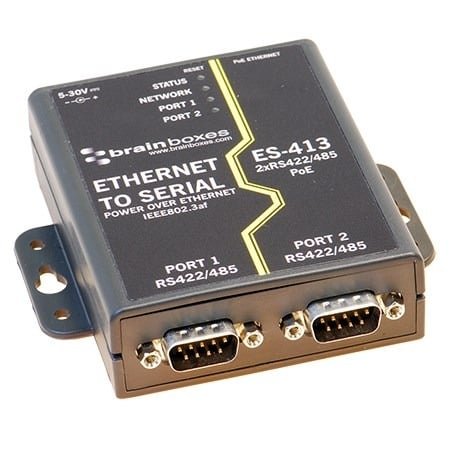 Brainboxes ES-413 2 Port RS422/485 PoE Ethernet to Serial Adapter