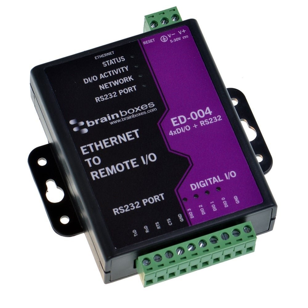 Brainboxes ED-004 Ethernet to 4 Digital IO and RS232 Serial Port