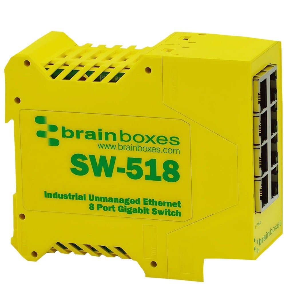 Brainboxes Industrial 8 Port Gigabit Ethernet Switch SW-518