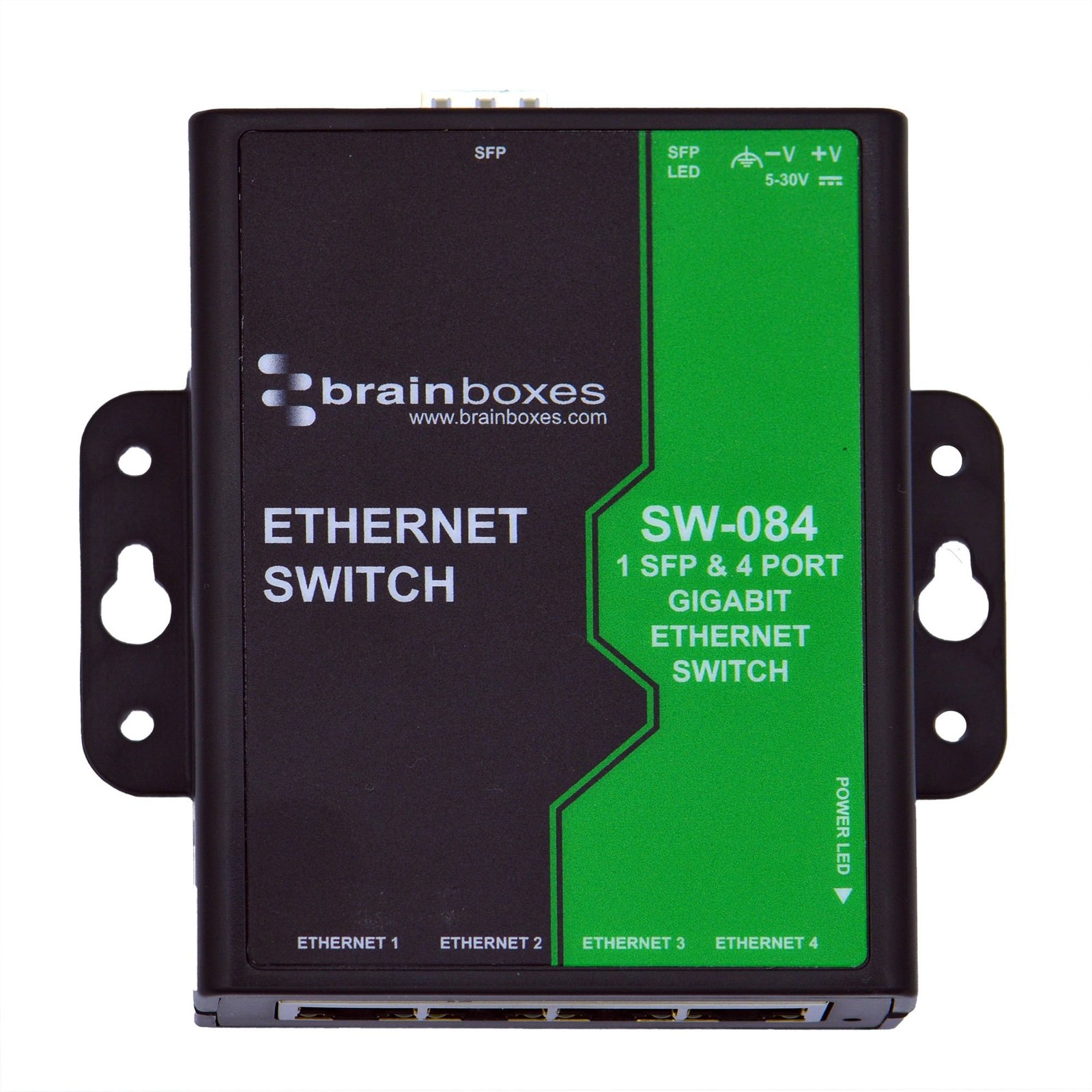 Brainboxes Light Industrial 1 SFP & 4 Port Gigabit Ethernet Switch SW-084