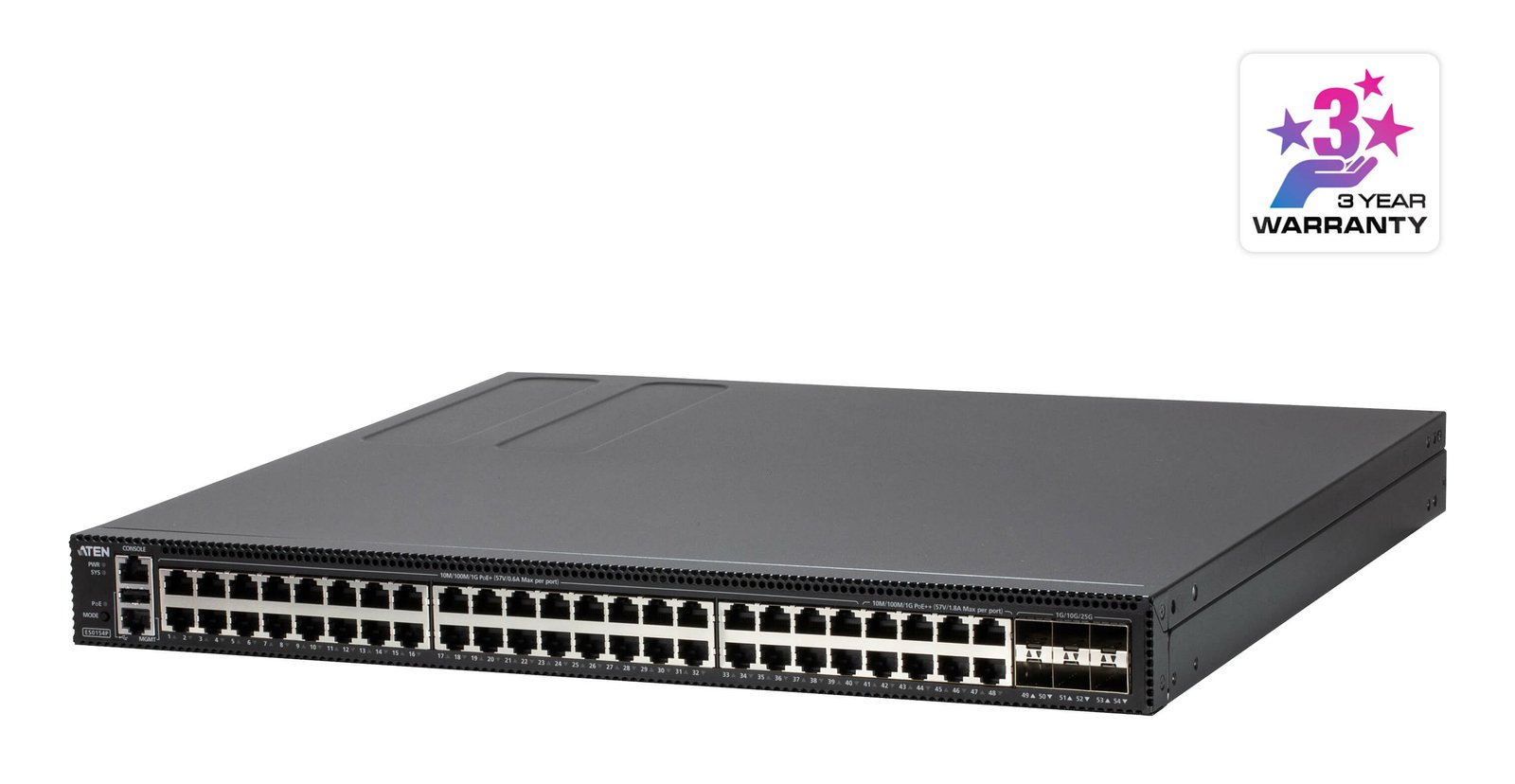 ATEN ES0154P network switch Managed L2+ Gigabit Ethernet (10/100/1000) Power over (PoE) Black