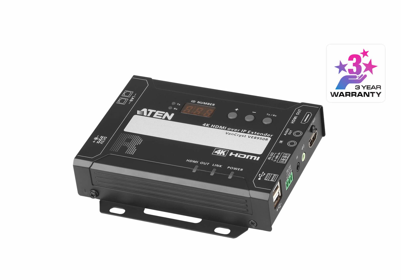 ATEN VE8950R AV extender receiver Black