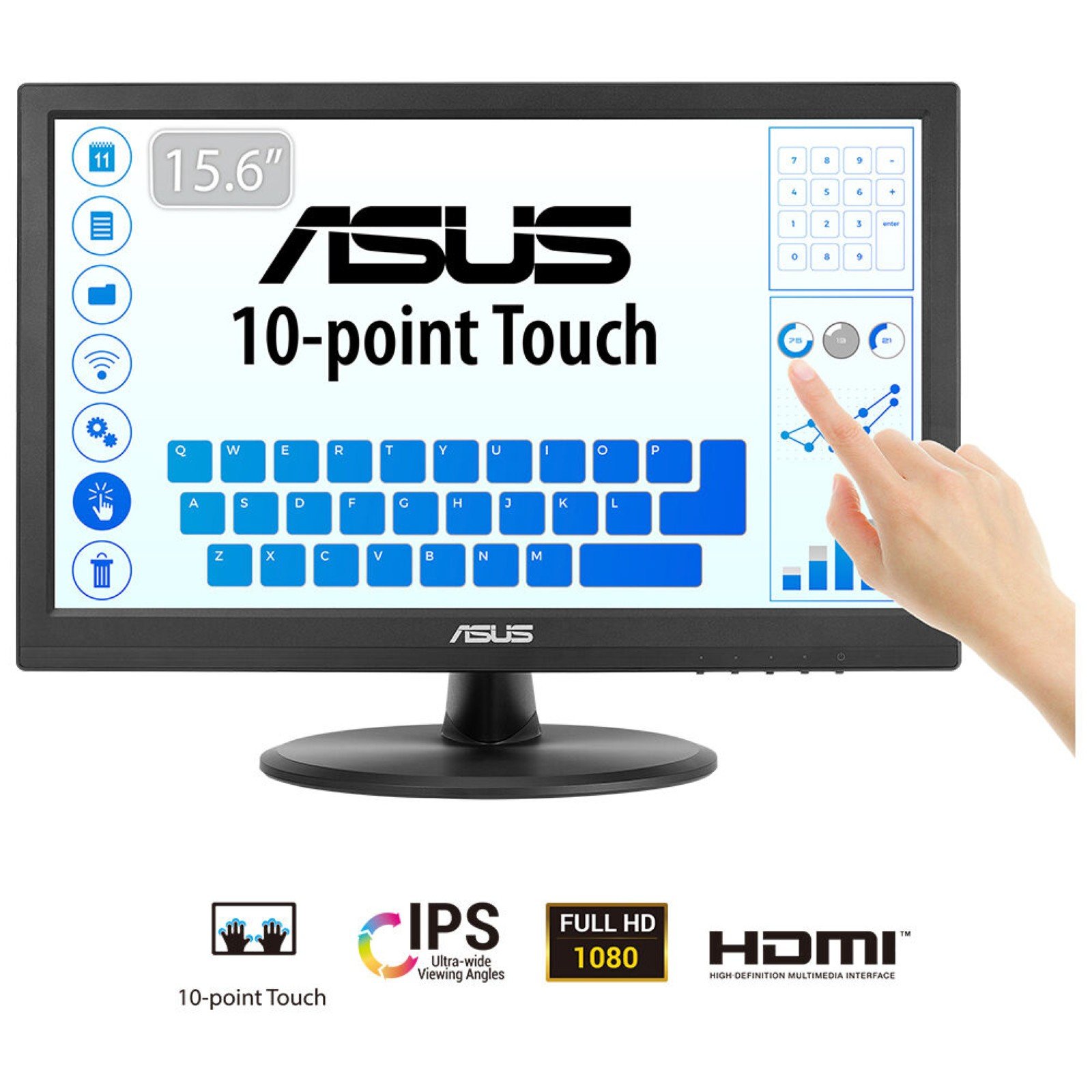 ASUS Touch VT169HE computer monitor 39.6 cm (15.6") 1920 x 1080 pixels Full HD LED Touchscreen