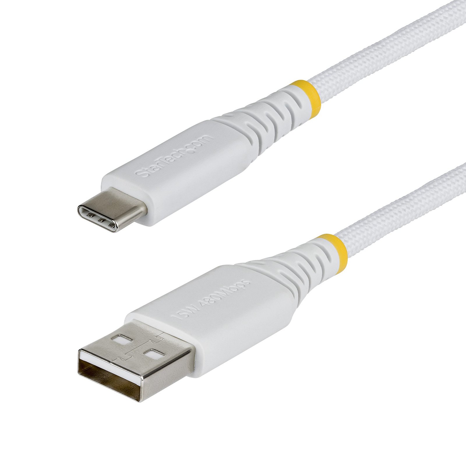 Startech StarTech.com 3ft (91cm) USB-A to USB-C Fast Charging Cable, 15W 3A, Dual-Layer Braided USB2AC3FBRWH